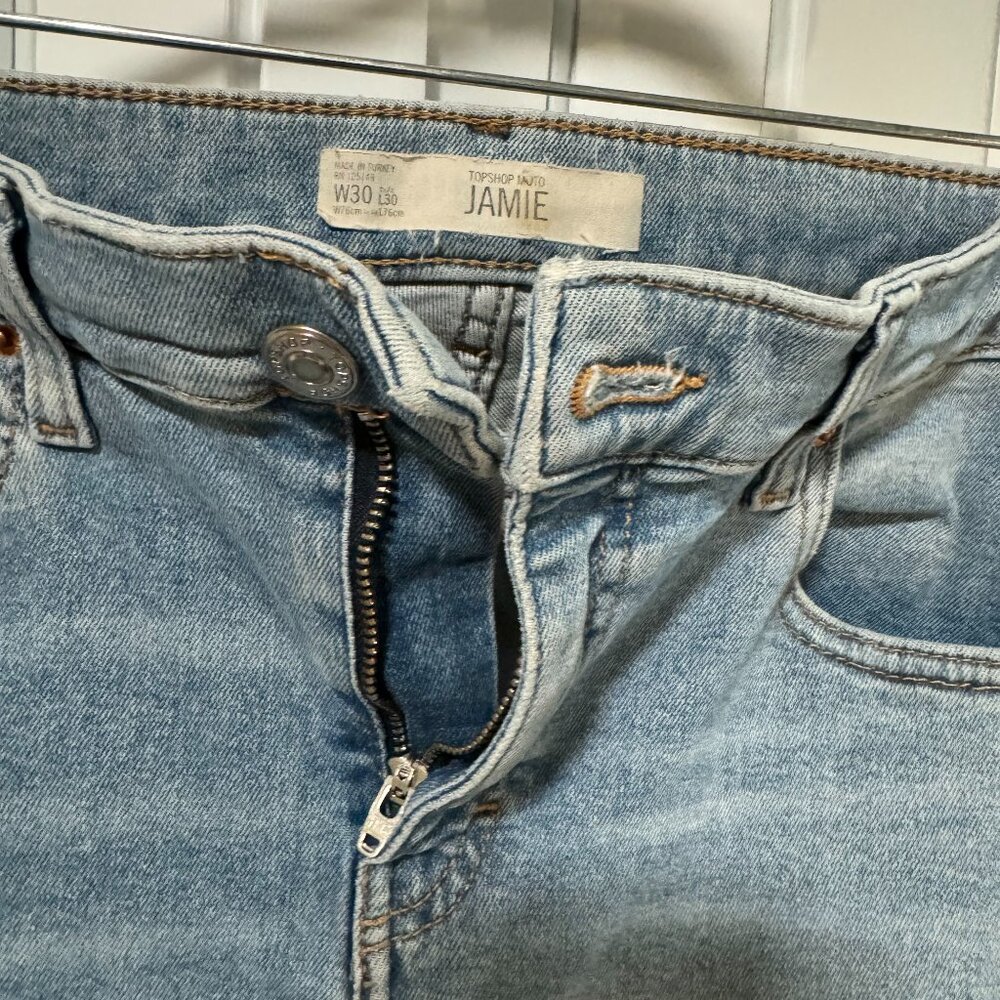 TOPSHOP MOTO JAMIE JEANS SZ 26 X 36 EUC STRETCH STRAIGHT SKINNY
